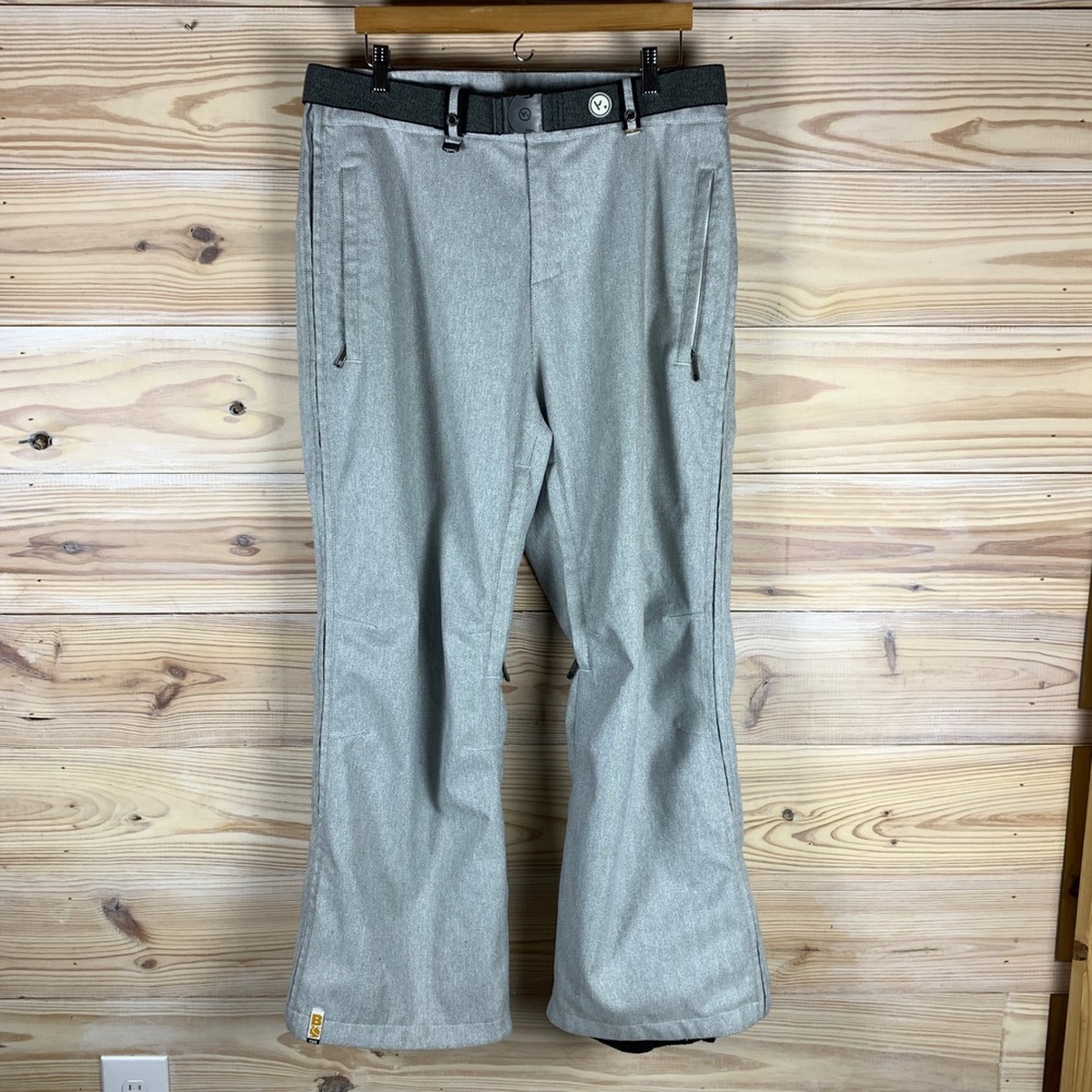 Bonfire Snowboarding Pants Mens L Grey Herringbone 20th Anniversary Ski Winter